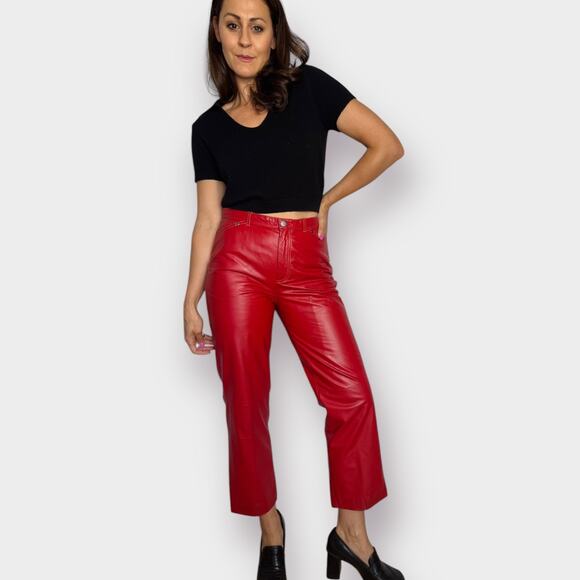 Y2K Nine West Red Leather Pants - Picture 5 of 7